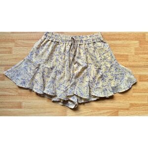 NWT She + Sky Women's Yellow Feminine Floral Cottagecore Ruffle Shorts Medium